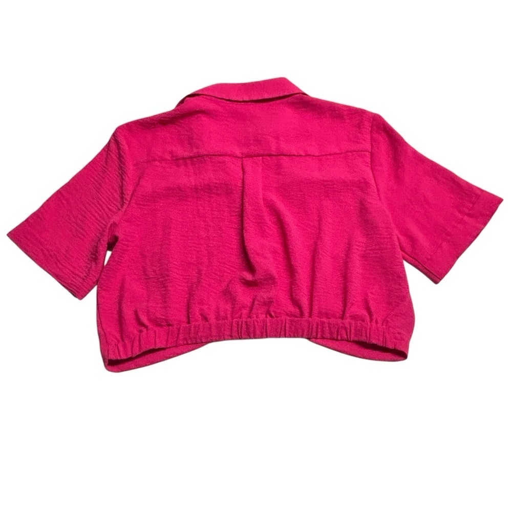RACHEL ZOE Hot Pink Cropped Blouse Top | Small - Picture 6 of 8